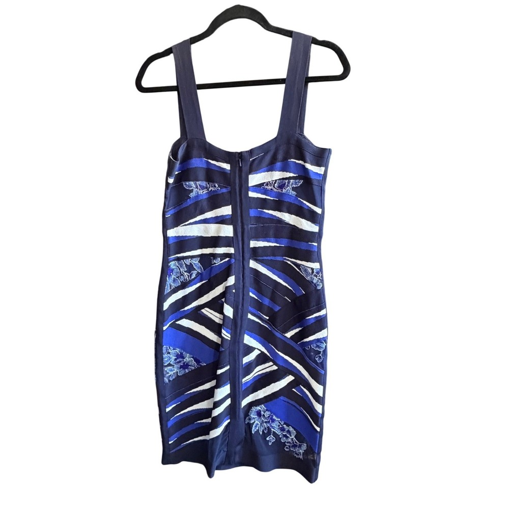 SHO by Tadashi Shoji Taura Dress Blue White Bandage Floral Cocktail Size Large - Picture 3 of 9